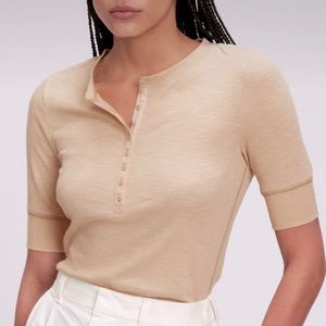 Gap Ribbed Henley Elbow Length Sleeve Top